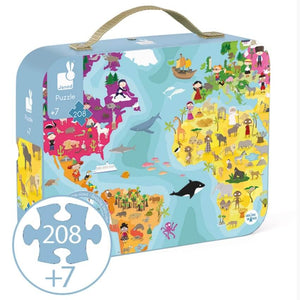 Janod World Map Jigsaw Puzzle - Reversible Blue Planet
