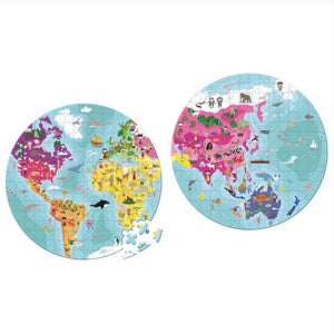 Janod World Map Jigsaw Puzzle - Reversible Blue Planet
