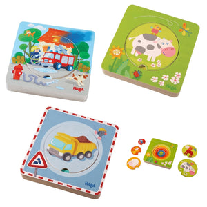 HABA layered wooden puzzle bundle of 3