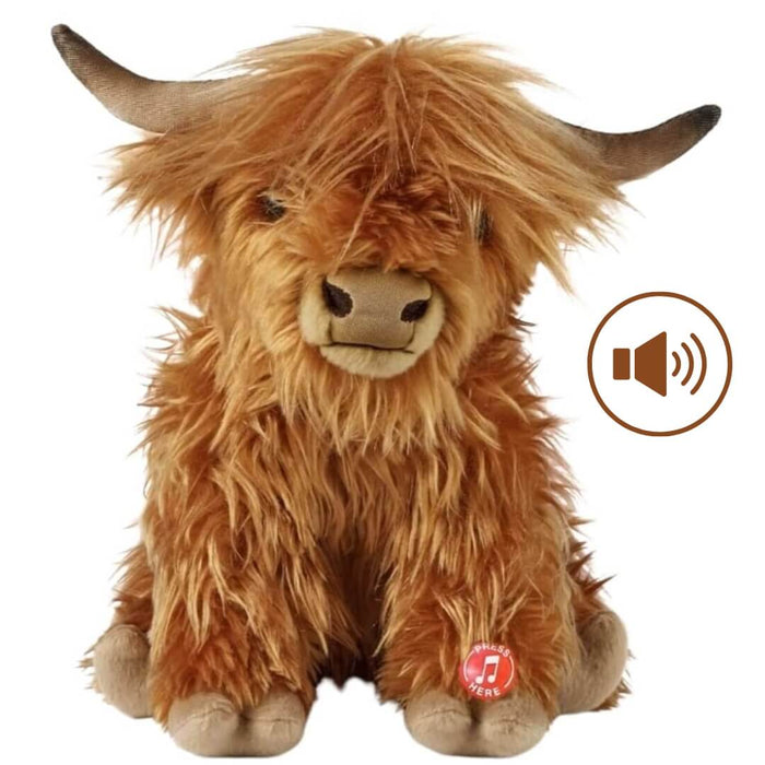 Large Highland Cow Plush Soft Toy with Sound - Living Nature Naturli plush