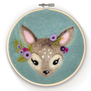 The Crafty Kit Co - Floral Fawn Hoop Needle Felting Kit
