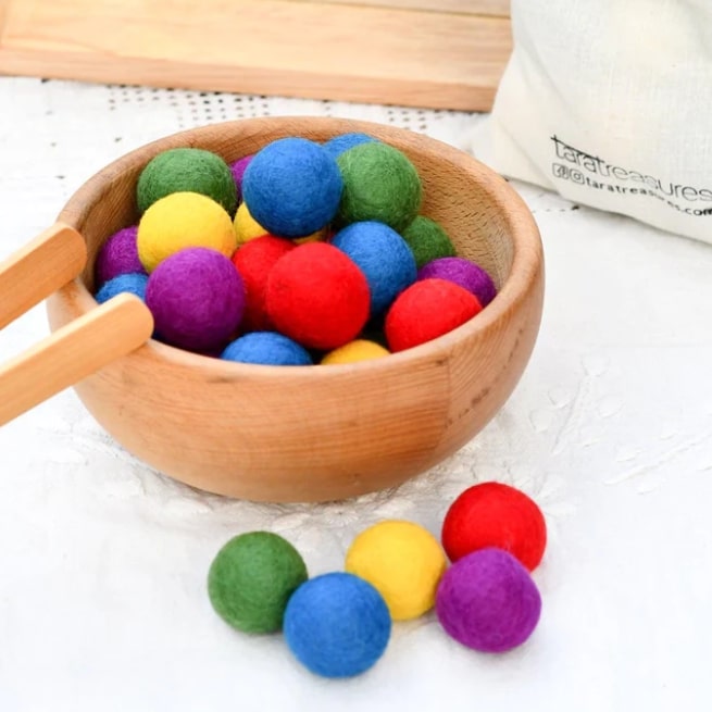 Wool Felt Balls in a Pouch - Bright set of 30