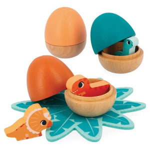 Wooden Dinosaur Surprise Eggs - Colour Matching Toy by Janod