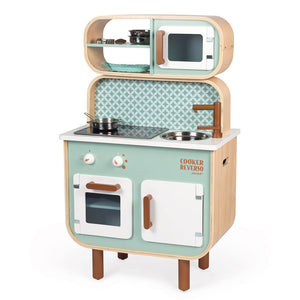 Wooden Retro Toy Kitchen - Reversible With Laundry