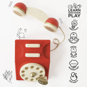 Vintage Wooden Toy Telephone - Honeybake by Le Toy Van