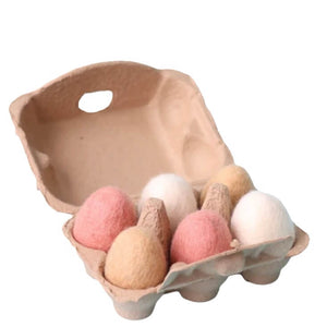 Natural Eggs in Carton - Felt Pretend Play Food - Juni Moon