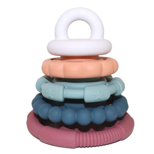 Jellystone Designs silicone rainbow stacker teething toy earth