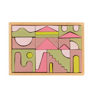 Euca Wooden Block Set - Abstract Forest Puzzle - Australian made