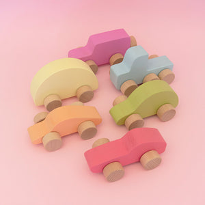 Handmade Wooden Toy Cars - Rainbow Set - Euca