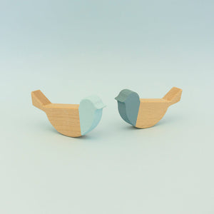 Euca wooden bird figurines ocean pair