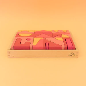 Euca Wooden Block Set - Abstract Desert Puzzle - Australian made