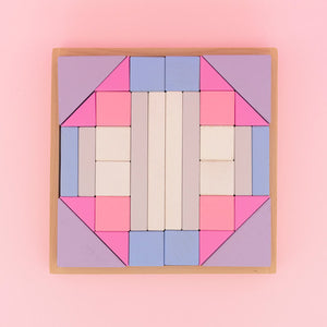 Wooden Block Set - rainbow octagon - Euca Australian Made