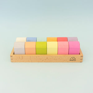 Wooden Block Set - rainbow curves - Euca Australian Made