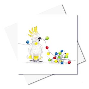 J. Callaway Designs Watercolour greeting card Cockatoo Christmas