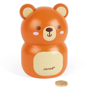 Janod Cute Money Box Piggy Bank wooden bear