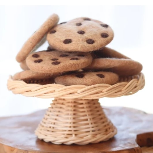 Choc Chip Cookies set of 6 - felt pretend play food - Juni Moon