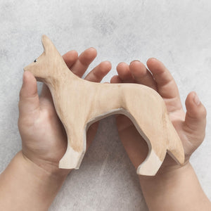 Nom Handcrafted handmade wooden animal figurine dingo wongari