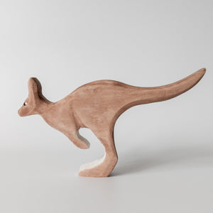 Nom Handcrafted handmade wooden animal figurine jumping kangaroo