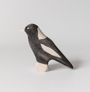 Nom Handcrafted handmade wooden animal figurine magpie