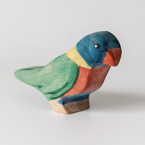 Nom Handcrafted handmade wooden animal figurine rainbow lorikeet
