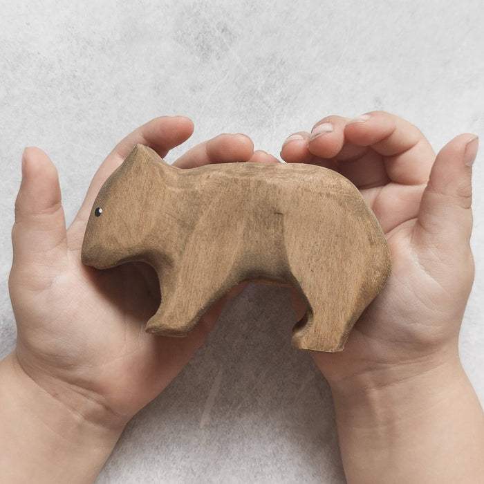 Handmade wooden animal figurine - Wombat