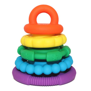 Jellystone Designs silicone rainbow stacker teething toy bright