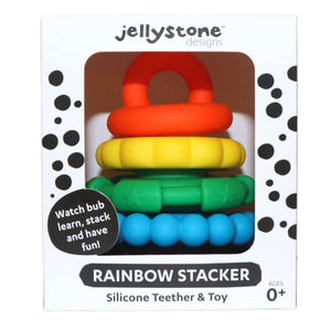 Jellystone Designs silicone rainbow stacker teething toy
