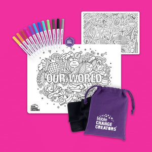 Re-FUN-able™ reusable colouring mats by Little Change Creators - Our World
