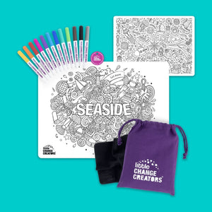 Re-FUN-able™ reusable colouring mats by Little Change Creators - Seaside
