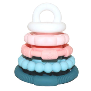 Jellystone Designs silicone rainbow stacker teething toy sugar blossom