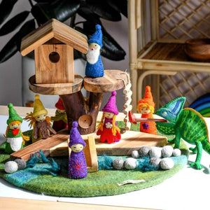 Rainbow Gnomes - Handmade Felt Finger Puppets - Tara Treasures