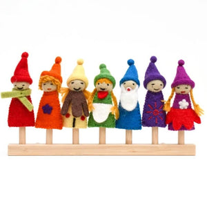 Rainbow Gnomes - Handmade Felt Finger Puppets - Tara Treasures
