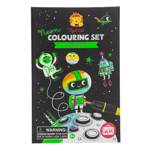Tiger Tribe Neon Colouring Kids Craft Set Outer Space