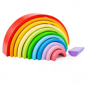 BigJigs Toys Wooden Rainbow Stacking and Nesting blocks large 12 pc