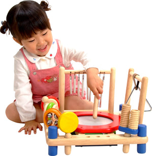 child playing with i'm toy melody mix colourful wooden musical instrument toy