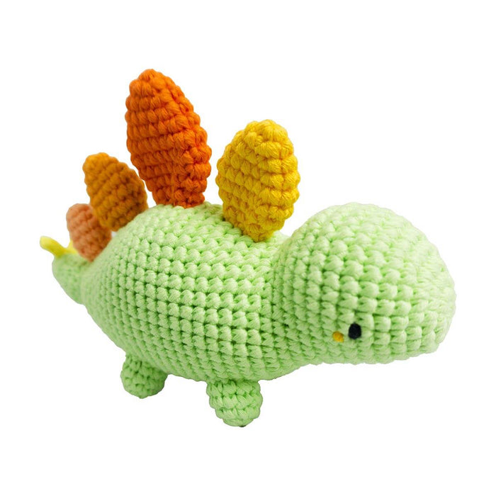 Dinosaur Rattle - Stegosaurus - Handmade Crochet Plush Toy