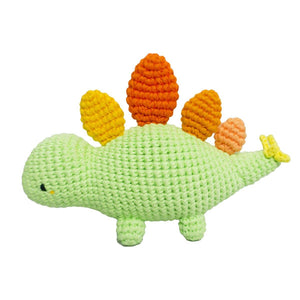 Dinosaur Rattle - Stegosaurus - Handmade Crochet Plush Toy