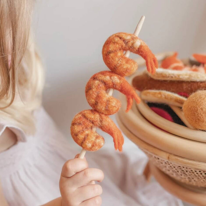 BBQ Prawn Skewer - Felt Play Food - Juni Moon