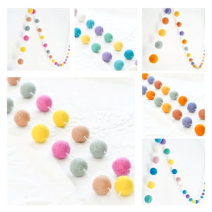 Handmade Felt Garland - 3m Pom-Pom Balls - Nursery Decor