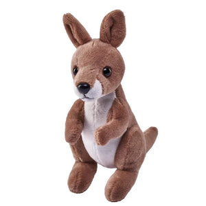 A kangaroo plush toy on a white background