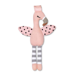 Franny Flamingo Rattle & Dummy Holder - Organic Farm Buddy