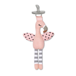 Franny Flamingo Rattle & Dummy Holder - Organic Farm Buddy