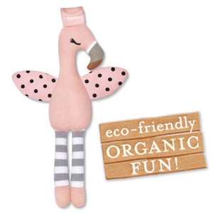 Franny Flamingo Rattle & Dummy Holder - Organic Farm Buddy