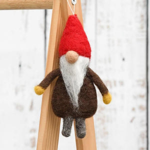 Gnome Hanging Ornament - Organic Felt - Tara Treasures