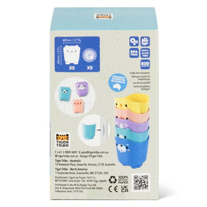 Pour & Play Animal Stacking Cups - ECO Bath Toy by Tiger Tribe
