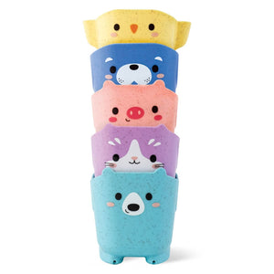 Pour & Play Animal Stacking Cups - ECO Bath Toy by Tiger Tribe