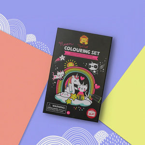 animated gif showing tiger tribe neon unicorn colouring set