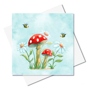 J. Callaway Designs Watercolour greeting card Toadstool and Daisies