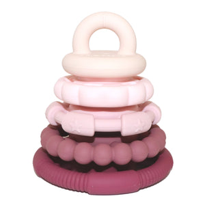 Jellystone Designs silicone rainbow stacker teething toy dusty