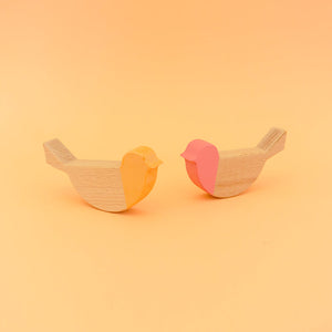 Euca wooden bird figurines desert pair